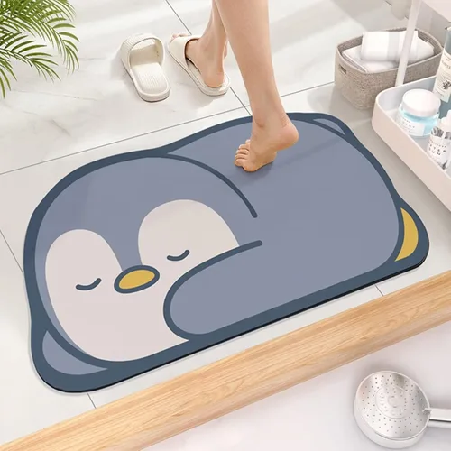 Vista 17 de Tapete de baño súper absorbente, tapete de entrada antideslizante con dibujos animados, cojín de secado rápido para suelo de baño y ducha