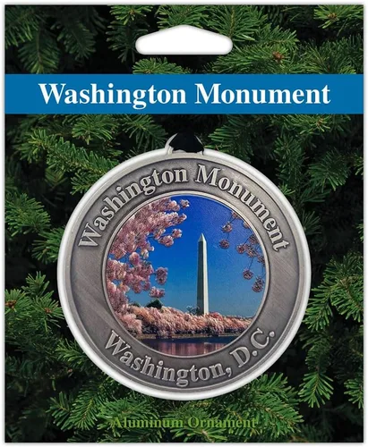 Vista 5 de Washington, D.C. Monumento de flor de cerezo y monumento conmemorativo colgante de aluminio 3D con cinta (Thomas Jefferson Memorial)