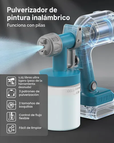 Vista 4 de Tilswall Cordless Paint Sprayer Dreamer400, Fits Dewalt 20V (No Battery)