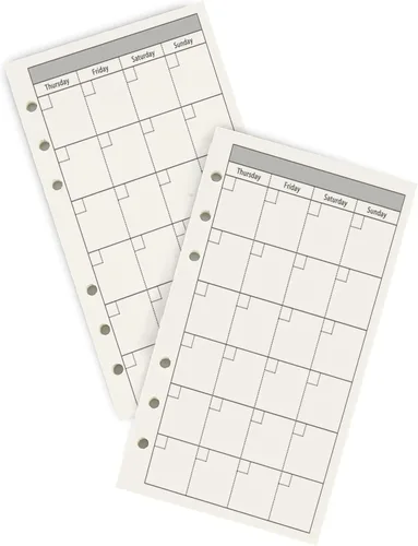 Vista 3 de Papel de repuesto para planificador mensual A6, sin fecha, 6 agujeros perforados, papel de relleno para oficina universitaria, 100gsm, 135 hojas/270