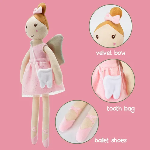 Vista 9 de free-space Muñeco de ballet de felpa suave con bolsa de dientes pequeños para niños, regalos de Navidad y cumpleaños