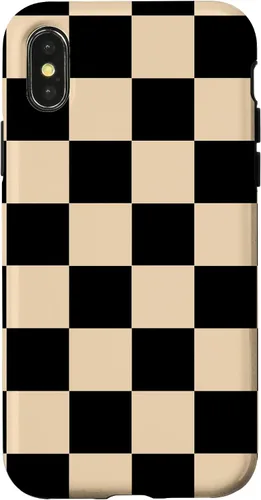 Vista 5 de Funda neutra clásica minimalista con patrón beige a cuadros para iPhone 17