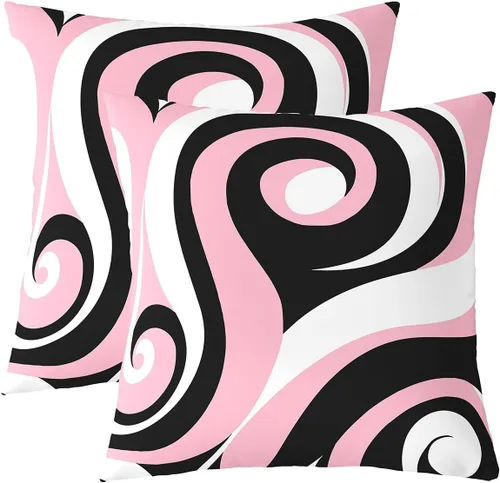 Vista 24 de Castle Fairy Juego de 2 fundas de almohada modernas con estampado de líneas geométricas de doble cara de 16 x 16 pulgadas, color gris, negro y rojo
