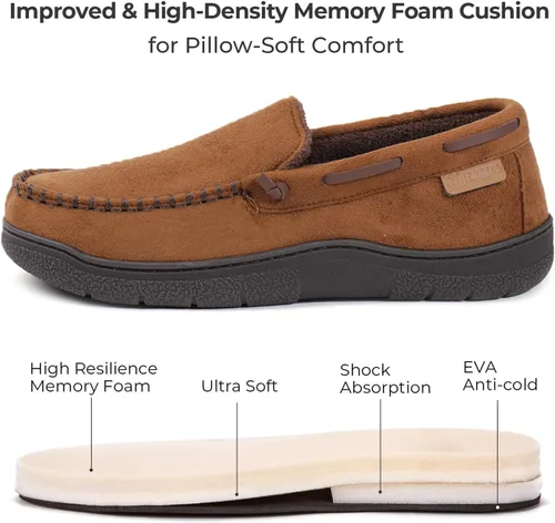 Vista 4 de Zigzagger - Pantuflas estilo mocasín de microgamuza y espuma viscoelástica, para hombre