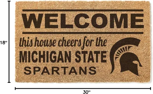 Vista 3 de KH Sports Fan Tapete de fibra de coco de bienvenida de Michigan State Spartans, 18 x 30 pulgadas, alfombra para exteriores Spartans; muestra tu