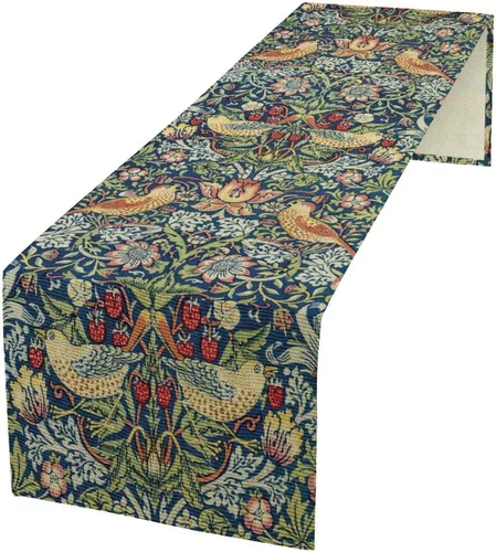 Vista 35 de Camino de mesa con diseño de patas de perro, lindo animal con estampado de patas de cachorro, decoración de fiesta de cumpleaños, casa de campo