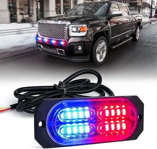 Vista 9 de Xprite Kit de luces estroboscópicas de emergencia con 20 luces LED de montaje empotrado en superficie de color ámbar, ultradelgado, salpicadero
