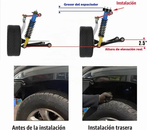 Vista 2 de Kit de elevación de nivelación delantera de 2.5 pulgadas para lSUZU D-Max 2012-2025 y MUX 2012-2023, kit superior de espaciador de choque de bobina