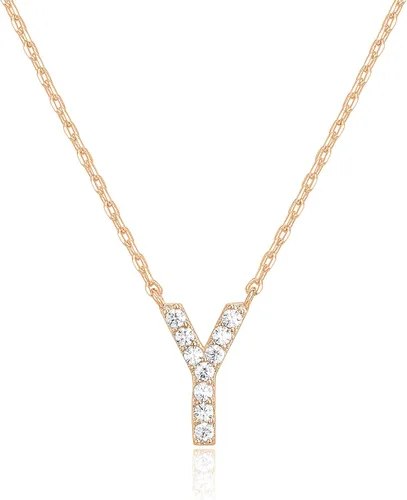 Vista 112 de PAVOI 14K White Gold Plated Cubic Zirconia Initial Necklace Letter Dainty Necklaces for Women