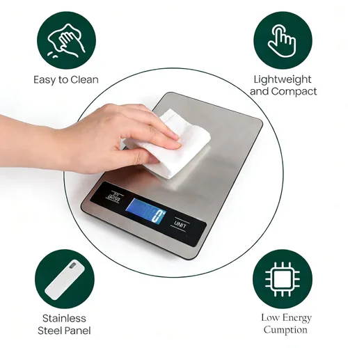 Vista 8 de Báscula de alimentos de cocina de 33 libras/33.1 lbs, báscula digital de alta precisión de 0.04 oz con temporizador y pantalla LCD retroiluminada