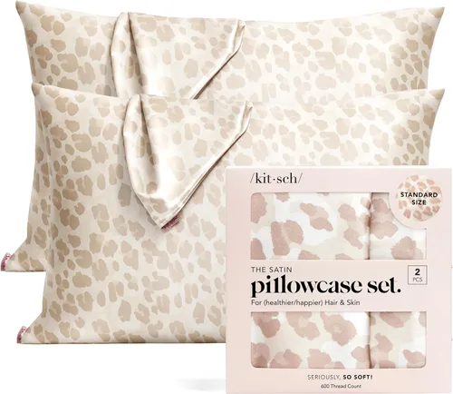 Vista 37 de Kitsch Funda de almohada de satén con cremallera, tamaño estándar, Aura