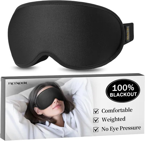 Vista 9 de Antifaz de dormir con peso para hombres: Antifaz para ojos de 3D con bloqueo de luz y cero presión para alivio del estrés, sueño profundo y siestas