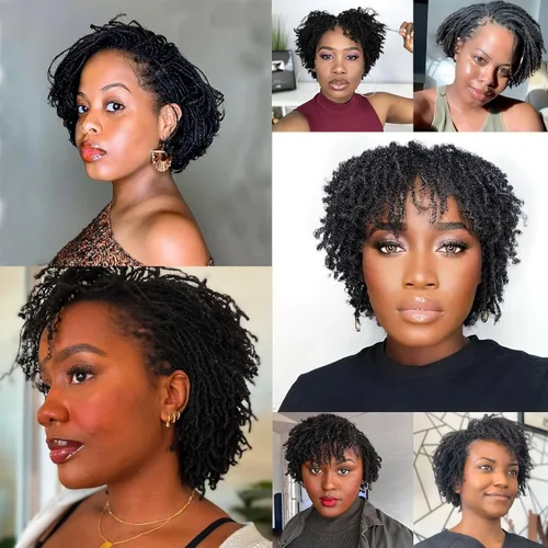 Vista 5 de Extensiones de cabello humano Loc de 0.2 cm de ancho, 4 pulgadas, 30 hebras, negro natural 100% completamente hechas a mano, extensiones
