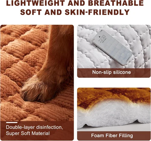Vista 3 de Funda de sofá lavable para perros, alfombrilla antideslizante para gatos, manta para proteger los muebles, funda mullida para sofá de 3 cojines