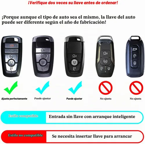 Vista 2 de Funda de cuero para llave de auto para Ford F-150 Mustang, llave inteligente con mando a distancia, funda de 5 botones, color negro