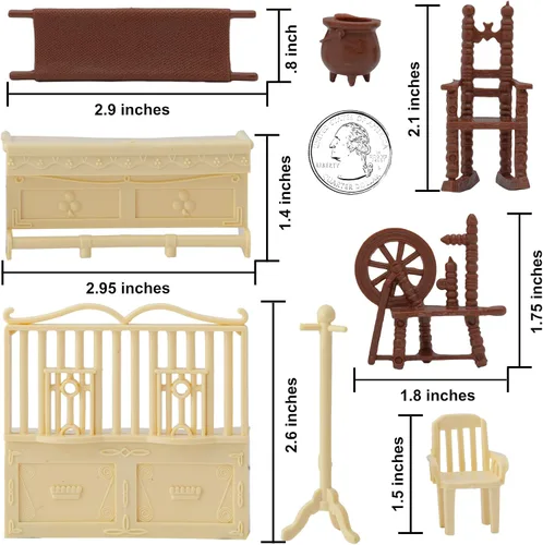 Vista 2 de BMC Classic Marx - Muebles antiguos – 36 piezas de casa de muñecas de plástico accesorios