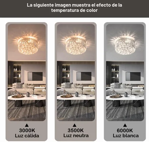 Vista 4 de Lámpara de araña de cristal empotrada de 4 luces con cristales K9, luces de techo modernas, elegante lámpara colgante para dormitorio, pasillo, bar