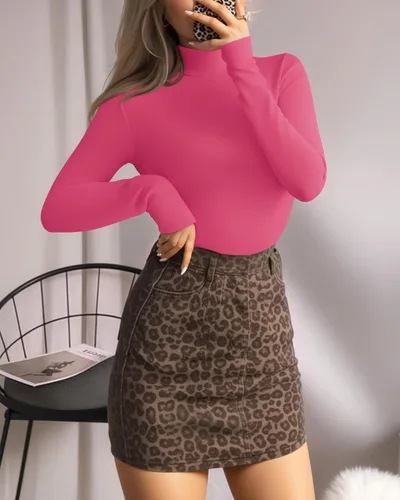 Vista 14 de MANGOPOP - Enterizo para mujer, manga larga, cuello de tortuga, cuello alto falso, estilo top