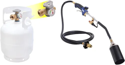 Vista 14 de Flame King YSN5LB-GAUGE - Cilindro de tanque de propano de acero de 5 libras con manómetro y válvulas OPD para parrillas y barbacoas, camping, pesca