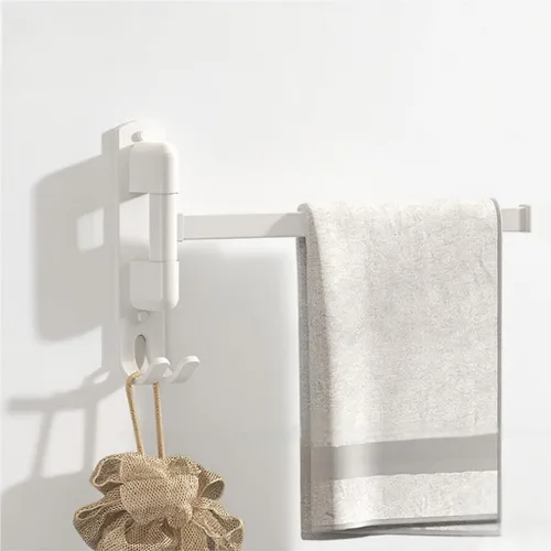 Vista 11 de Toalleros giratorios para baño/cocina, montado en la pared, sin taladro, toallero resistente con barra múltiple, barra de toalla de acero inoxidable