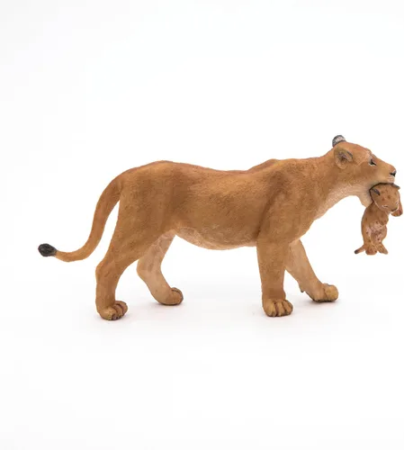 Vista 4 de Papo Figura Wild Animal Kingdom, Leona con cachorro, multicolor (50043), 2.6 in