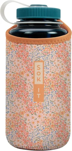 Vista 249 de Sok It BotlSok Funda para botella de agua con cubierta de neopreno aislante (Floral abstracto, se ajusta a CamelBak o Nalgene de 12 onzas)