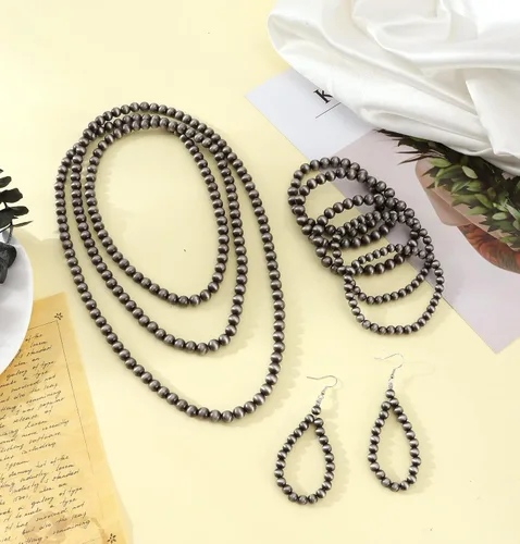 Vista 3 de MOZAKA Western Jewelry Set for Women Including Vintage Navajo Pearl Necklace Cowgirl Western Style Navajo Pearl Earring and Bracelets