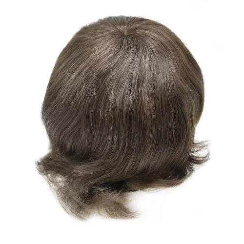 Vista 482 de Toupee para hombre 100% cabello humano real tupé para hombres 0.004 in piel de poliuretano para hombre, sistema de reemplazo de piezas de pelo