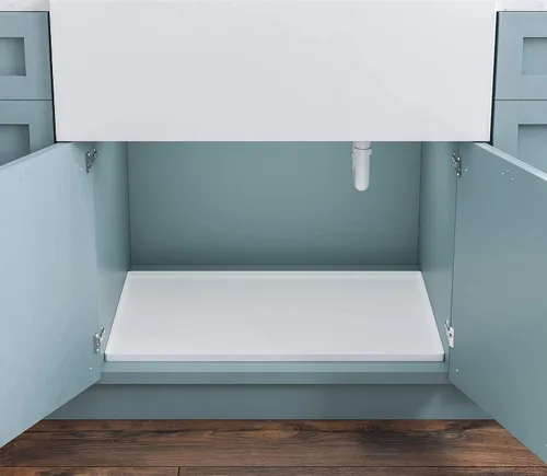 Vista 6 de BASIN - Tapete debajo del fregadero para baño - Las alfombrillas originales de silicona para debajo del fregadero para baño impermeables - Bandeja