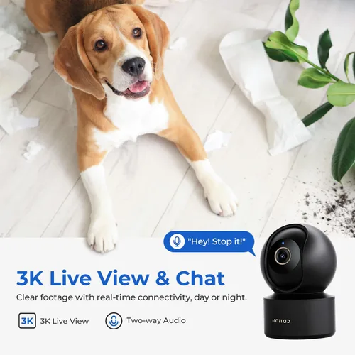 Vista 4 de IMILAB Cámara de Seguridad Interior C22 3K - Cámara Doméstica con Vista de 360° con Visión Nocturna a Color para Monitor de Bebé/Mascota, Cámara