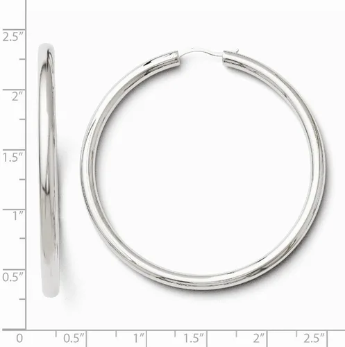 Vista 3 de 3.5mm tubo redondo arete de aro en plata de ley, 51mm (2in)