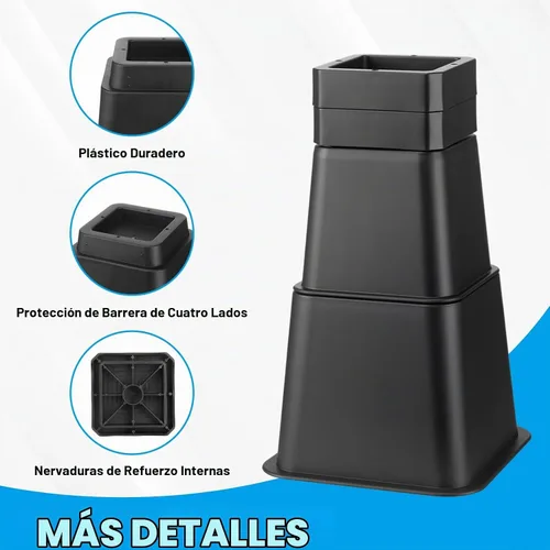 Vista 6 de Relaxweex 20 elevadores de cama resistentes de 1 a 10 pulgadas, ajustables