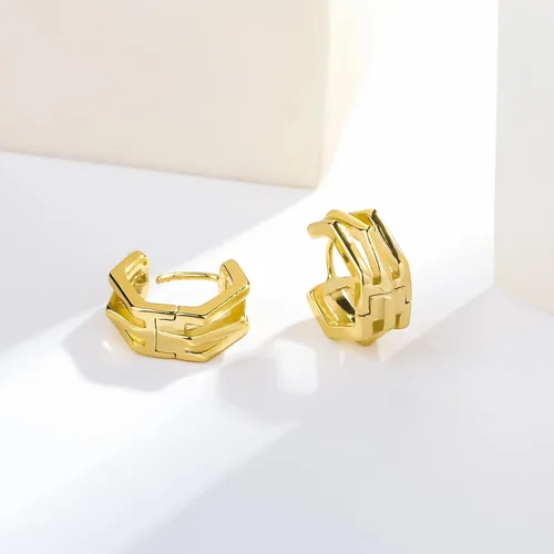 Vista 6 de ToHeart Pendientes Huggies de oro para mujer, pequeños aretes de aro de oro
