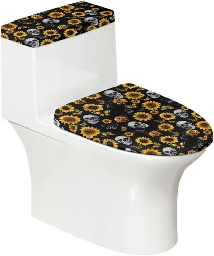 Vista 17 de Puprle - Funda para tapa de inodoro de mármol blanco, resistente a salpicaduras, con borde elástico, fundas suaves para inodoro de baño, se adapta a