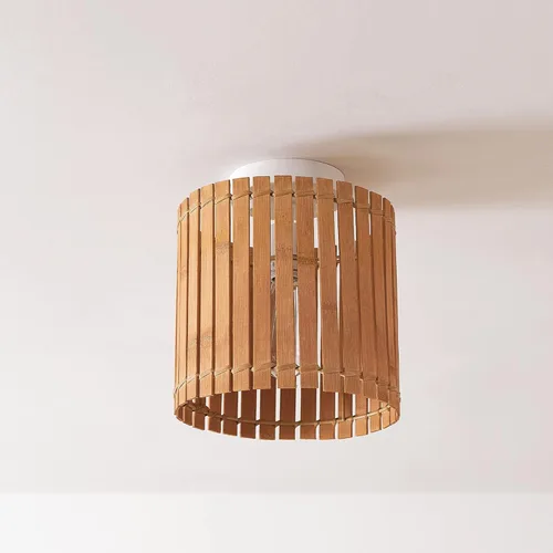 Vista 10 de Globe Electric 65898 Lámpara de techo empotrada de 1 luz, blanco mate, pantalla de bambú natural