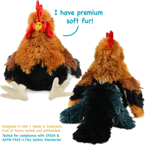 Vista 6 de TigerHart Riley The Rooster - Peluche de pollo de 8 pulgadas