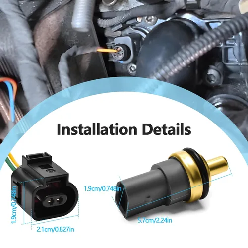 Vista 4 de Sensor de temperatura del refrigerante con arnés de conector compatible con Audi A3 A4 A5 A6 A7 A8 S4 S5 S6 S8 Q5 Q7, Passat Jetta Golf CC Tiguan
