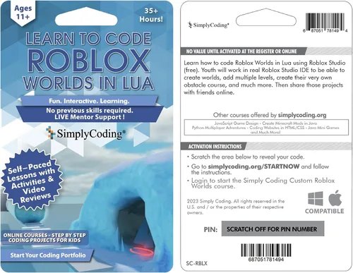 Vista 2 de Learn to Code Custom Roblox Worlds in Lua - Computer Programming for Beginners Roblox Gift Card with Digital Pin Code, Ages 11-18