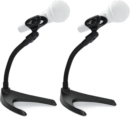 Vista 8 de Pyle PMKS8 - Soporte universal para micrófono de mesa con soporte flexible de cuello de cisne de 8.2 pulgadas y base sólida en forma de U, perfecto