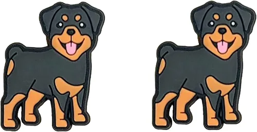 Vista 2 de Rottweiler Rottie Dog Bone - Juego de 4 pines para zapatos de perro y cachorro, para zuecos, zapatos, sandalias, lentes y más, juego de 4 piezas