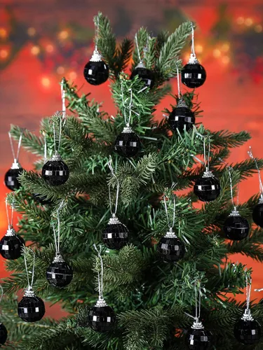 Vista 7 de BBTO 24 mini bolas de discoteca de los años 70, decoración de árbol para colgar, espejo reflectante, decoración de bola de discoteca para Halloween
