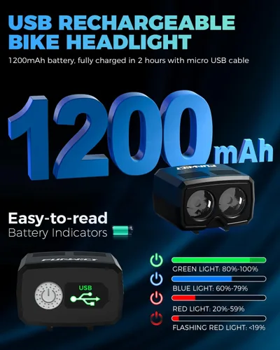 Vista 4 de Luz de Casco LED Faro de Bicicleta Recargable Luz de Casco de Bicicleta IP65 Impermeable 1000 Lúmenes 5 Modos de Iluminación Luz de Casco