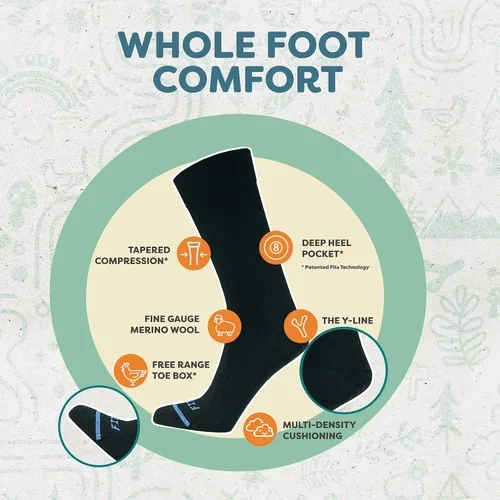 Vista 2 de FITS Business Crew - Calcetines de lana merino fina para hombres y mujeres, transpirables, resistentes al olor, ligeros, cómodos para todo el pie