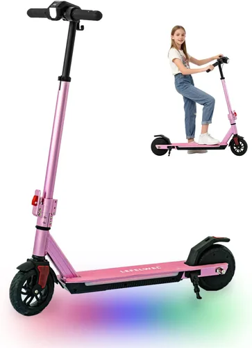 Vista 10 de Patinete eléctrico para niños de 6 a 14 años, motor de 150W, 4/7/11 mph, tiempo de conducción de 60 minutos, velocidad ajustable, pantalla LED