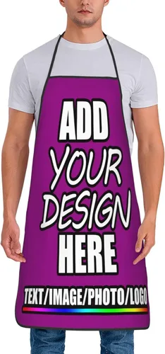 Vista 6 de Delantal personalizado personalizado para añadir nombre, foto, texto, logotipo, cocina ajustable para cocinero para hombres y mujeres