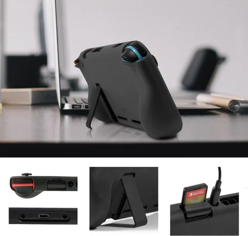 Vista 4 de Orzly Funda de agarre para Nintendo Switch - Cubierta trasera protectora para Nintendo Switch (modelo NO OLED) en modo de gamepad de mano
