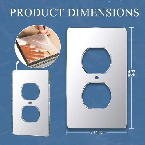Vista 2 de 10 placas para interruptor de luz de espejo, salida de doble orificio de 4.72 x 2.91 pulgadas, cubierta de luz de interruptor, placas de pared