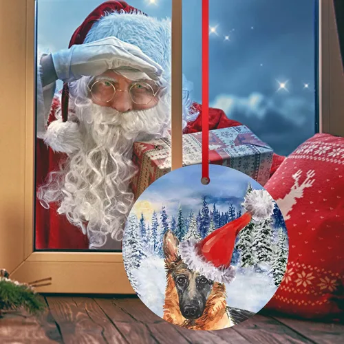 Vista 9 de Adorno de Navidad para bebé, pastor alemán 2023, adorno decorativo para colgar en el árbol, para decoración de perro, regalo de Navidad