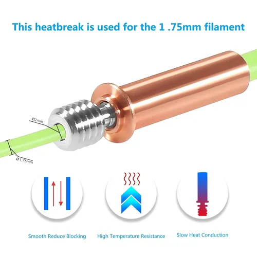 Vista 3 de DIANN 4 piezas CR6 SE Bimetálico Heatbreak Actualización Todo Metal Heatbreak Aleación Titanio y Cobre Bimetálico Garganta Boquilla para Impresora