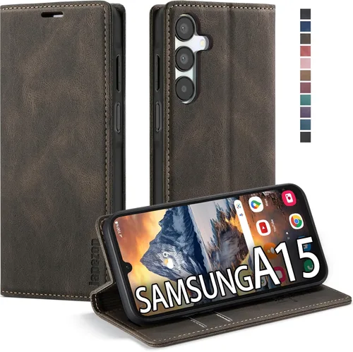 Vista 31 de Funda tipo cartera para Samsung Galaxy A12 con tarjetero [bloqueo RFID] atril magnético, funda de cuero con tapa para Samsung Galaxy A12 (negro)